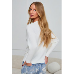 PRĄŻKOWANY SWETER TYPU BATWING