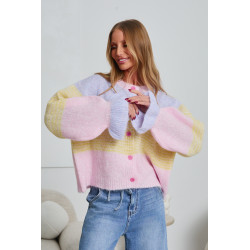 Oversizowy kardigan w pastelowe pasy