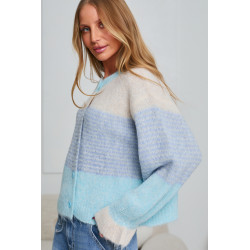 Oversizowy kardigan w pastelowe pasy