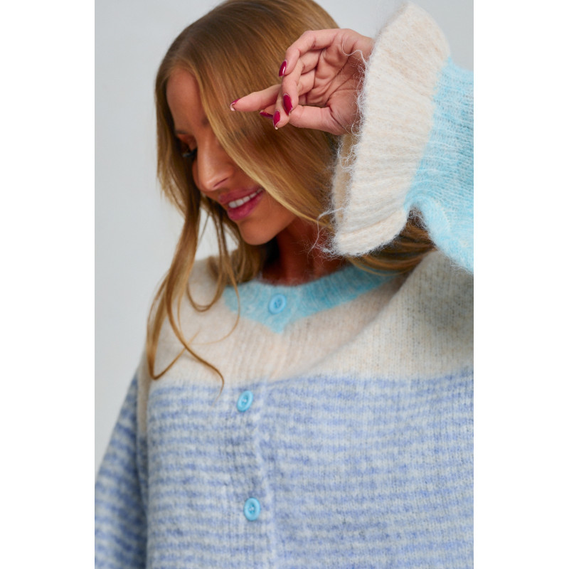 Oversizowy kardigan w pastelowe pasy