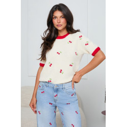 SWETER Z KRÓTKIM RĘKAWEM  W WISIENKI