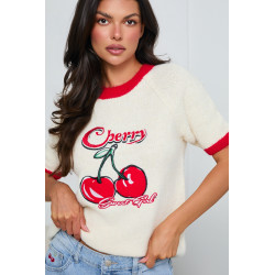 CASUALOWY SWETER Z HAFTEM W WISIENKI