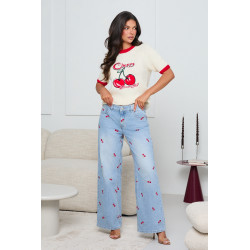 CASUALOWY SWETER Z HAFTEM W WISIENKI