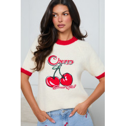 CASUALOWY SWETER Z HAFTEM W WISIENKI