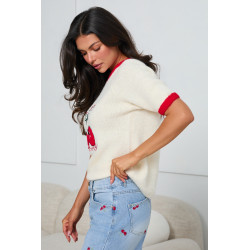 CASUALOWY SWETER Z HAFTEM W WISIENKI