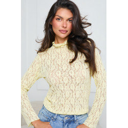 BLUZKA Z AŻUROWEJ KORONKI Z WYSOKIM KOŁNIERZEM