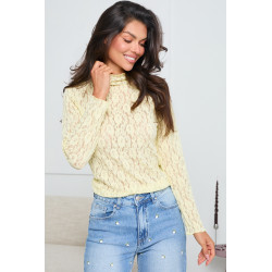 BLUZKA Z AŻUROWEJ KORONKI Z WYSOKIM KOŁNIERZEM