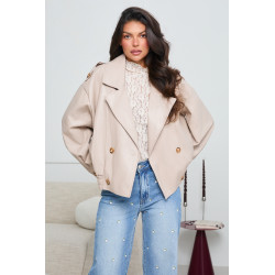 DWURZĘDOWA KURTKA OVERSIZE Z EKO SKÓRY