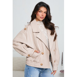 DWURZĘDOWA KURTKA OVERSIZE Z EKO SKÓRY