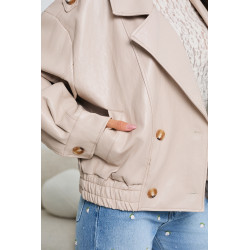 DWURZĘDOWA KURTKA OVERSIZE Z EKO SKÓRY