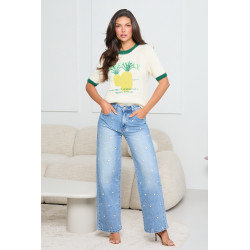 SWETER Z HAFTOWANYMI ANANASAMI