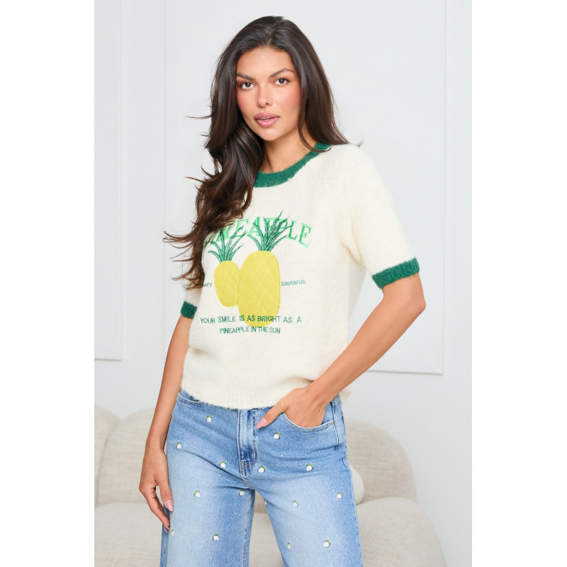 SWETER Z HAFTOWANYMI ANANASAMI