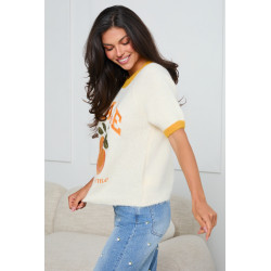 DZIANINOWY SWETER Z MOTYWEM POMARAŃCZY