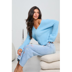 PRĄŻKOWANY KARDIGAN Z ROZSZERZANYMI MANKIETAMI