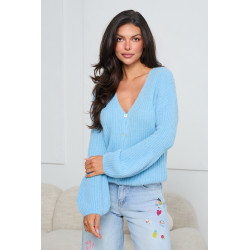 PRĄŻKOWANY KARDIGAN Z ROZSZERZANYMI MANKIETAMI