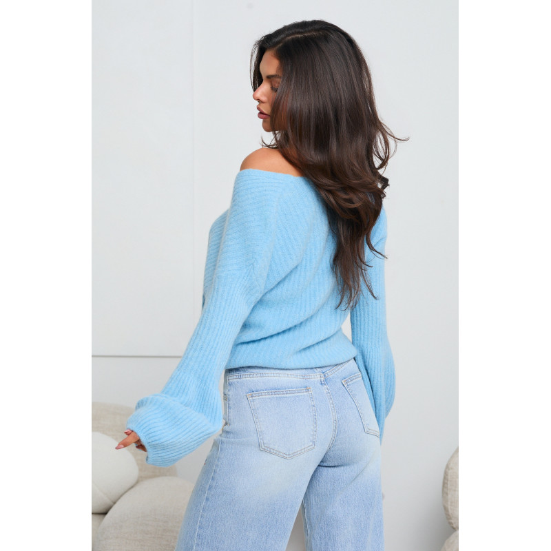 PRĄŻKOWANY KARDIGAN Z ROZSZERZANYMI MANKIETAMI