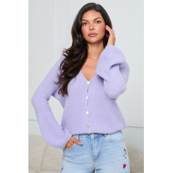 PRĄŻKOWANY KARDIGAN Z ROZSZERZANYMI MANKIETAMI