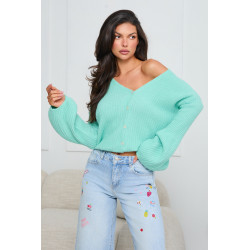 PRĄŻKOWANY KARDIGAN Z ROZSZERZANYMI MANKIETAMI