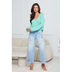 PRĄŻKOWANY KARDIGAN Z ROZSZERZANYMI MANKIETAMI