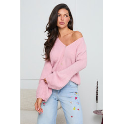 PRĄŻKOWANY KARDIGAN Z ROZSZERZANYMI MANKIETAMI