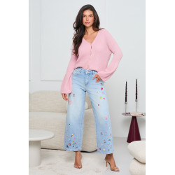 PRĄŻKOWANY KARDIGAN Z ROZSZERZANYMI MANKIETAMI