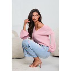 PRĄŻKOWANY KARDIGAN Z ROZSZERZANYMI MANKIETAMI