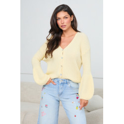 PRĄŻKOWANY KARDIGAN Z ROZSZERZANYMI MANKIETAMI
