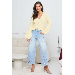 PRĄŻKOWANY KARDIGAN Z ROZSZERZANYMI MANKIETAMI