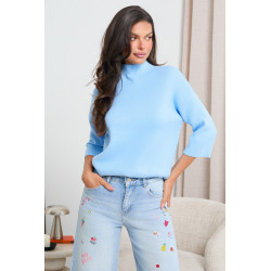DZIANINOWY SWETER Z PÓŁGOLFEM I RĘKAWEM 3/4