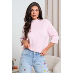 DZIANINOWY SWETER Z PÓŁGOLFEM I RĘKAWEM 3/4