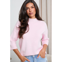 DZIANINOWY SWETER Z PÓŁGOLFEM I RĘKAWEM 3/4