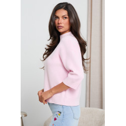 DZIANINOWY SWETER Z PÓŁGOLFEM I RĘKAWEM 3/4