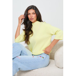 DZIANINOWY SWETER Z PÓŁGOLFEM I RĘKAWEM 3/4