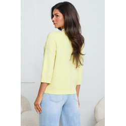 DZIANINOWY SWETER Z PÓŁGOLFEM I RĘKAWEM 3/4