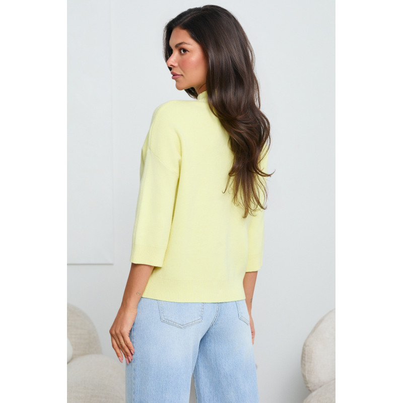 DZIANINOWY SWETER Z PÓŁGOLFEM I RĘKAWEM 3/4