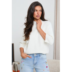 DZIANINOWY SWETER Z PÓŁGOLFEM I RĘKAWEM 3/4
