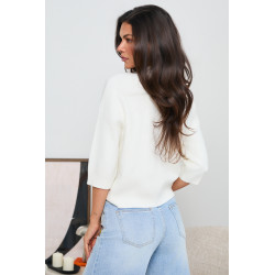 DZIANINOWY SWETER Z PÓŁGOLFEM I RĘKAWEM 3/4