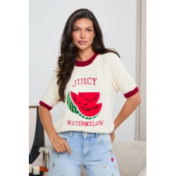 SWETER Z KRÓTKIM RĘKAWEM Z MOTYWEM ARBUZA