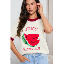 SWETER Z KRÓTKIM RĘKAWEM Z MOTYWEM ARBUZA