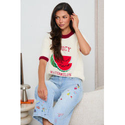 SWETER Z KRÓTKIM RĘKAWEM Z MOTYWEM ARBUZA