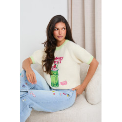 SWETER Z KONTRASTOWYMI ŚCIĄGACZAMI I HAFTEM MATCHA