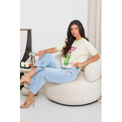 SWETER Z KONTRASTOWYMI ŚCIĄGACZAMI I HAFTEM MATCHA