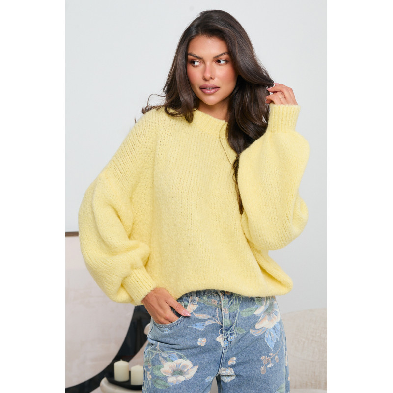 OVERSIZOWY SWETER Z BUFIASTYMI RĘKAWAMI