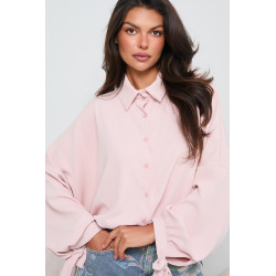 OVERSIZOWA KOSZULA Z BALONOWYMI RĘKAWAMI I WIĄZANIEM