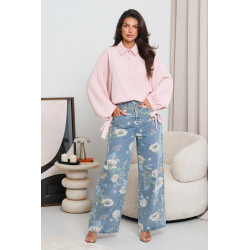 OVERSIZOWA KOSZULA Z BALONOWYMI RĘKAWAMI I WIĄZANIEM