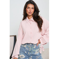 OVERSIZOWA KOSZULA Z BALONOWYMI RĘKAWAMI I WIĄZANIEM