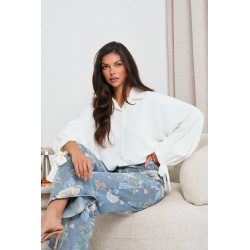 OVERSIZOWA KOSZULA Z BALONOWYMI RĘKAWAMI I WIĄZANIEM