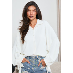 OVERSIZOWA KOSZULA Z BALONOWYMI RĘKAWAMI I WIĄZANIEM