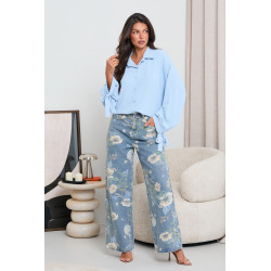 OVERSIZOWA KOSZULA Z BALONOWYMI RĘKAWAMI I WIĄZANIEM