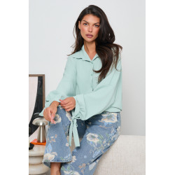OVERSIZOWA KOSZULA Z BALONOWYMI RĘKAWAMI I WIĄZANIEM